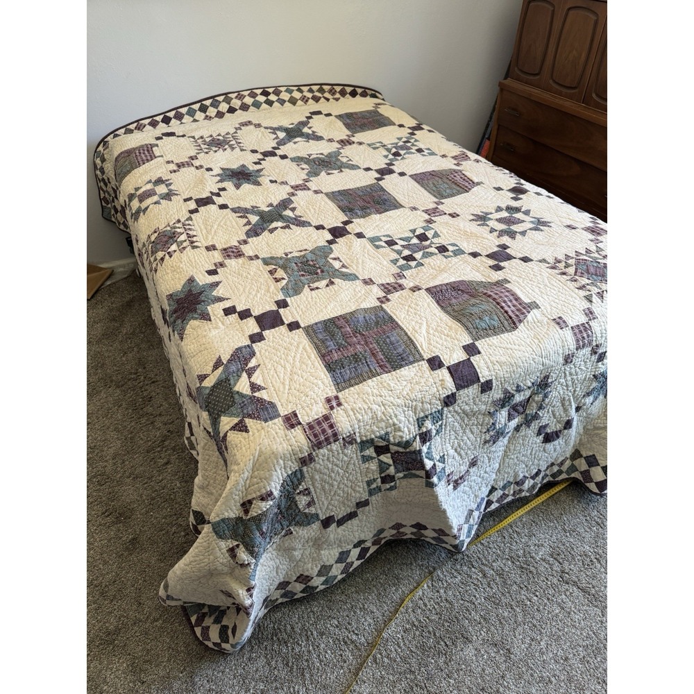 Quilt Bedspread Coverlet Cottages Purple Blue 1994 Cutter?